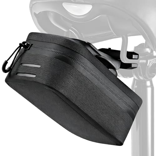 WOTOW Magnetic Bike Saddle Bag - 0.64L Portable Lightweight Under Seat Bicycle Bag with Fast Magnetic Clasp Attachment, Waterproof Zipper, Internal Pocket for Road, Mountain Bikes(L) - size: Large