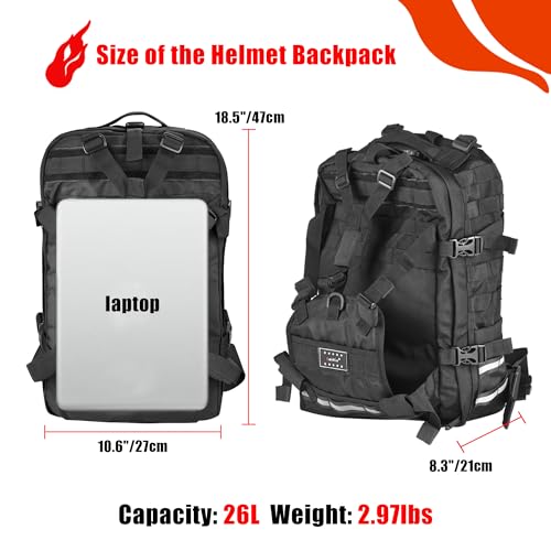 Goldfire Helmet Backpack for Motorcycle Riding Cycling Waterproof Large Capacity Daily Backpack with Helmet Holder Weather-Resistant Hiking Daypack Durable (V1)