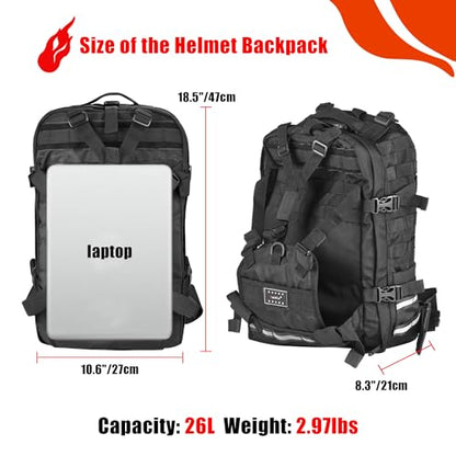 Goldfire Helmet Backpack for Motorcycle Riding Cycling Waterproof Large Capacity Daily Backpack with Helmet Holder Weather-Resistant Hiking Daypack Durable (V1)