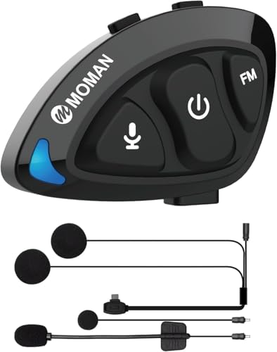 Moman Motorcycle Helmet Headset Speaker, RS-S Motorbike Helmet Headphone HiFi/Noise Cancellation/Auto Answer/FM Radio/AI Voice/IPX6 Waterproof with 2 Type Mics Earphone for All Helmets and Solo Riding - style: 1-RSS
