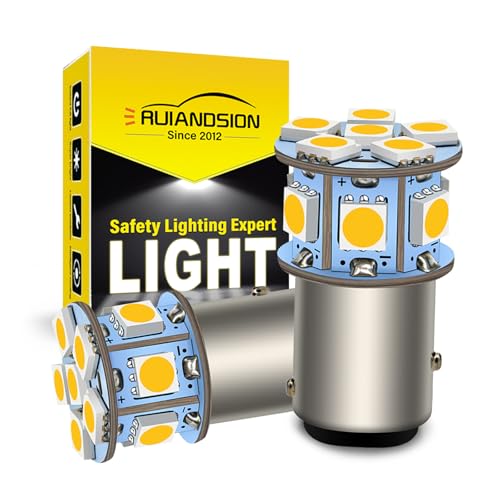 Ruiandsion 2pcs 1157 6 Volt LED Bulbs BAY15D 5050 12SMD 4300K Warm White LED Light Bulbs for Back Up Reverse Lights Brake Lights Tail Lights,Non-polarity - color: Warm White, size: 1157/BAY15D