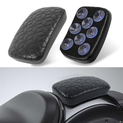 DREAMIZER Universal Black Motorcycle Solo Passenger Seat Rear Cushion 8 Suction Cups Compatible with Harley Davidson Sportster XL 883 1200 Forty Eight Dyna Chopper Bobber Custom (Diamond-Breathable) - style: Diamond Black (Breathable)