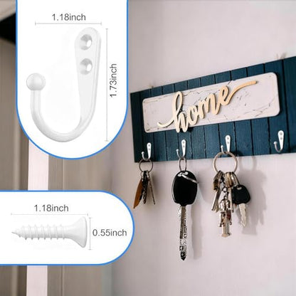15Pcs White Coat Hooks - Wall Hooks for Closet Hanging, Multi-Room Use (Bathroom/Bedroom/Kitchen), Holds Coats/Towels/Scarves/Hats/Keys/Cups, Includes 30 Screws - color: 15pcs hook + White