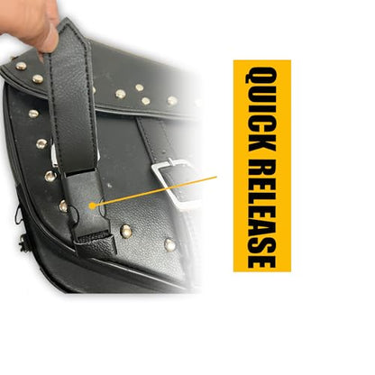 Motorcycle Saddlebags, 33L Large Capacity Saddle Bags Motorcycles, Genuine Leather Motorcycle Luggage Bag, Universal Motorcycle Throw Over Saddlebag, Black, HD-SAD551S