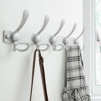 Dseap Coat Rack Wall Mount, Heavy Duty 12-Gauge Base vs Flimsy 1mm, Double-Thick Solid Anti-Snap Hooks, 16” Stud-Mount, Stainless Steel Hanger for Clothes Hat Entryway Closet Mudroom, Silver - color: Silver, size: L=17" (1pcs)