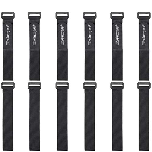 12 Pack 1 x 12 Inches Hook and Loop Reusable Fastening Cable Tie Down Straps by Wisdompro - Reusable, Durable Functional Ties to Keep Your Home, Office, Workspace from Tangled Messes of Cords - size: 1 x 12 Inch, 12 Pack