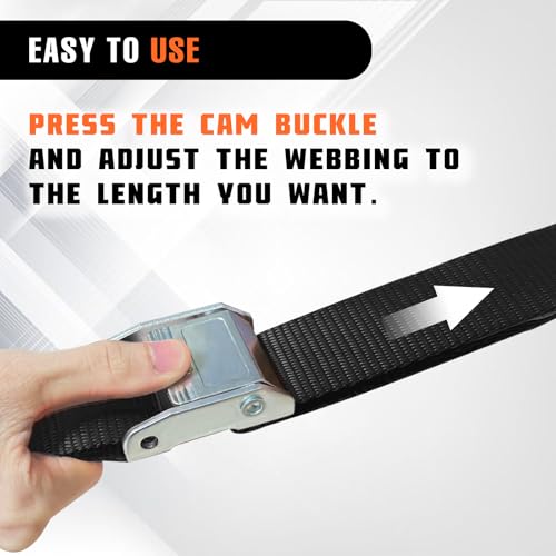 2PK 1.5" x 8FT Motorcycle Tie Down Straps, 3,000lb Break Strength, Heavy Duty Cambuckle, Safety S-Hooks & Soft Loops for Dirt Bike, ATV, UTV, Boat, and Kayak, Durable and Easy to Use, Black - color: Black