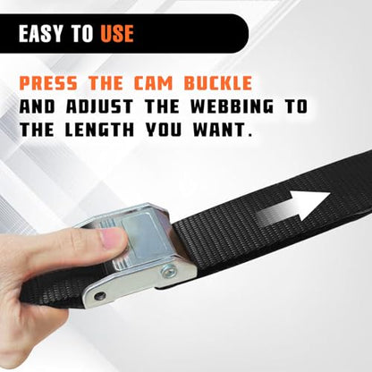 2PK 1.5" x 8FT Motorcycle Tie Down Straps, 3,000lb Break Strength, Heavy Duty Cambuckle, Safety S-Hooks & Soft Loops for Dirt Bike, ATV, UTV, Boat, and Kayak, Durable and Easy to Use, Black - color: Black
