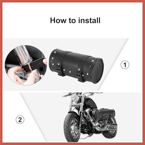 ACROPIX Universal Motorcycle Fork Handlebar Tool Bag Cycling Storage Pouch Bag Waterproof Faux Leather Black Car Parts