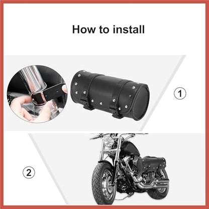 ACROPIX Universal Motorcycle Fork Handlebar Tool Bag Cycling Storage Pouch Bag Waterproof Faux Leather Black Car Parts