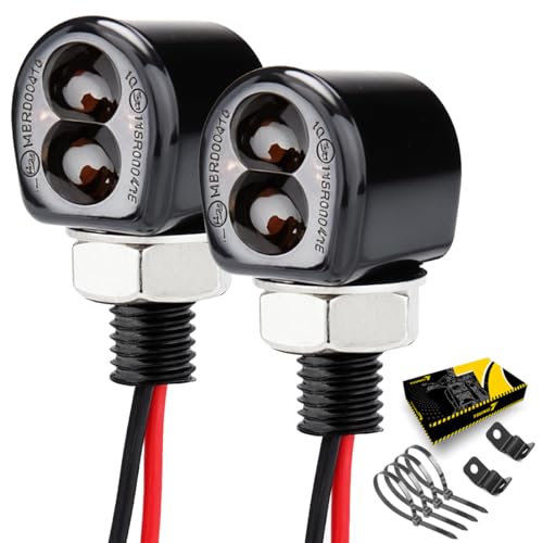 TSUNG Mini Motorcycle Turn Signals Light LED Micro Blinkers for Front/Rear Universal Aftermarket Small Indicator for Cafe Racer Bobber Cruiser Street Bikes (B-Black) - color: B-Black