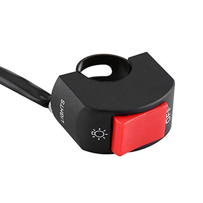 7/8inch Motorcycle Handlebar Switch Control,Universal Mount LED Headlight On/Off Switch with Button for Motorcycle Dirt Bike ATV LED Headlight Light (Red) - color: Red