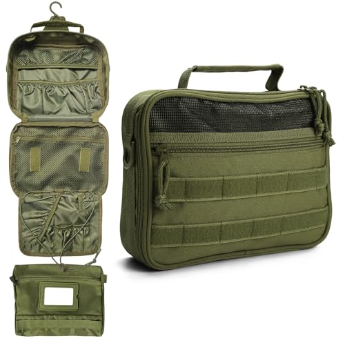 SMONT Toiletry Bag for Men Travel Toiletry Organizer Dopp Kit Organizer Toiletries Travel Bag Shaving Hygiene Bag Bathroom Hanging Men's Toiletry Bag for Short Trips Army Green - color: Army Green