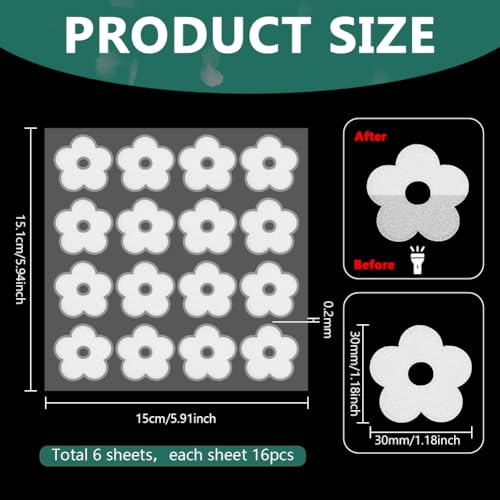 PH PandaHall 6pcs Reflective Stickers White Flower Reflective Decal Self Adhesive Motorcycle Helmet Stickers Waterproof Vinyl Sticker for Laptop Helmet Bicycle Car Motorcycle Bike Trailer Mailbox Bag - color: White