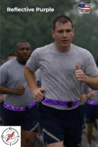Reflective Running Belt, High Visibility Safety, Adjustable Belt for Running, Walking & Cycling - color: Purple