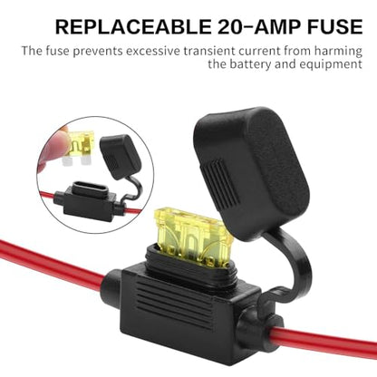 SAE Connector Compatible with NOCO Genius Smart Battery Charger GC004 X-Connect 12inch-16AWG,SAE Extension Cord Cable, 3 * 20A Fused Waterproof Plugs