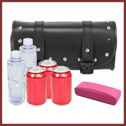 Universal Motorcycle Fork Handlebar Tool Bag Cycling Storage Pouch Bag Waterproof Faux Leather Black Replace Parts