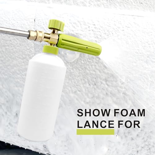 Foam Cannon 1 L Bottle Car Wash Snow Foam Lance with 1/4" Quick Connector Pressure Power Jet Washer Quick Release Adjustable Nozzle - color: Foam Gun