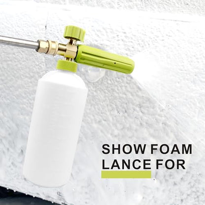 Foam Cannon 1 L Bottle Car Wash Snow Foam Lance with 1/4" Quick Connector Pressure Power Jet Washer Quick Release Adjustable Nozzle - color: Foam Gun