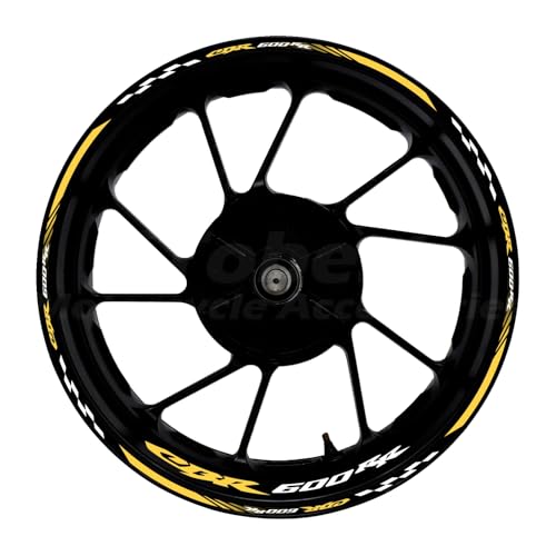 CBR 17 inch Wheel Rim Stickers Decals Tape Compatible with CBR600RR 2003-2025 F5 Motorcycle Reflective Rim Tapes Sticker Stripe (Ceep Yellow) - color: Ceep Yellow