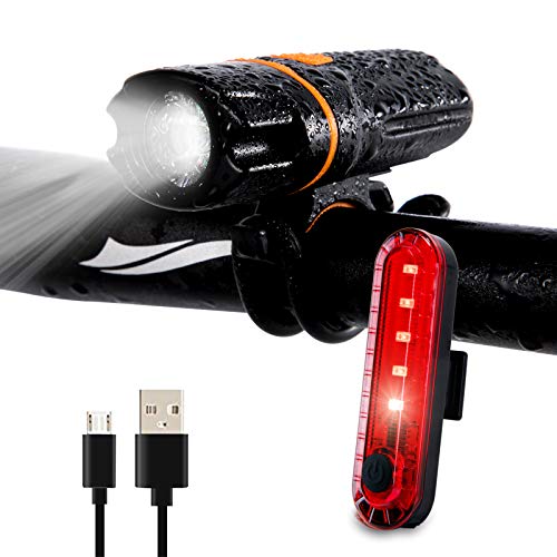 Bike Lights, Super Bright Bike Front Light 1200 Lumen, IPX6 Waterproof 6 Modes Cycling Light Flashlight Torch with USB Rechargeable Tail Light(USB Cable Included) - color: new