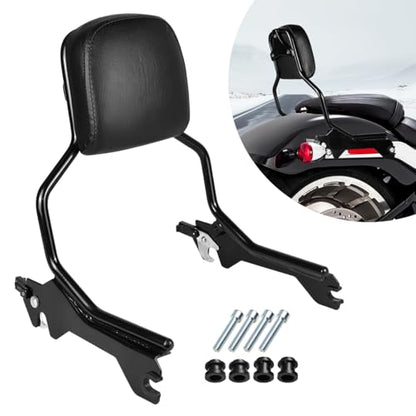 Rear Backrest Sissy Bar Compatible With For Harley Softail Fat Boy FLFB FLFBS Breakout FXBR FXBRS 2018-up Upright Passenger Sissy Bar Backrest With Back Rest Pad - color: Without Luggage Rack