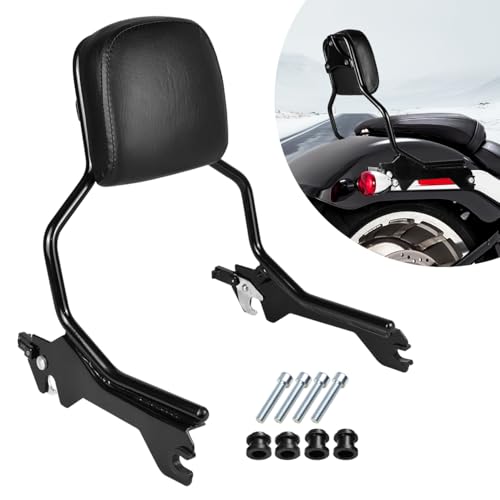 Rear Backrest Sissy Bar Compatible With For Harley Softail Fat Boy FLFB FLFBS Breakout FXBR FXBRS 2018-up Upright Passenger Sissy Bar Backrest With Back Rest Pad - color: Without Luggage Rack