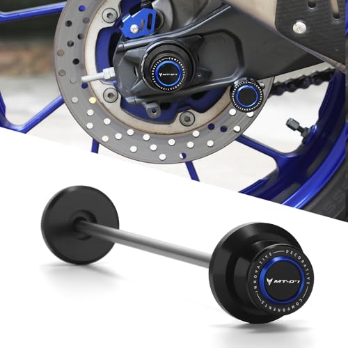 Motorcycle Rear Wheel Axle Fork Slider Crash Protector Swingarm Spool Stand Compatible With YAMAHA MT-07 2014-2023 2024 2025 | MT 07 MT07 Accessories (blue) - color: blue