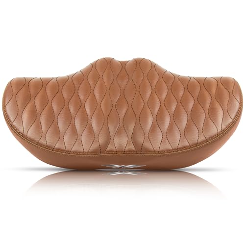 X WING New-Age Noseless Bike Seat Cushion for Men & Women - Extra Padding & Wide - Suitable for City, Electric, Stationary Bikes - Compatible with Peloton Bikes – Wide Winged Bike Seat with Cushion - color: Brown Bubble