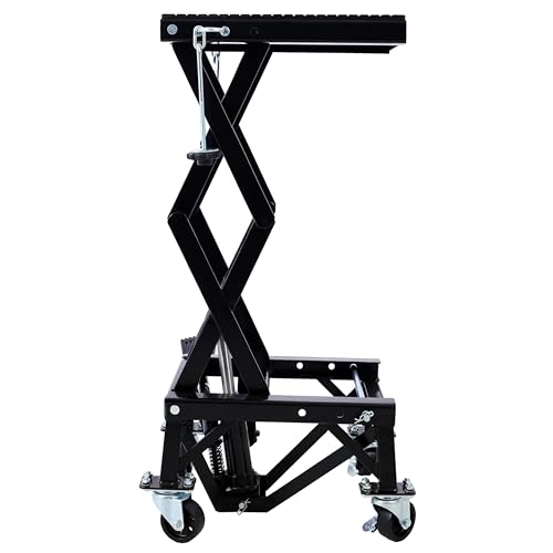 Hydraulic Motorcycle Scissor Lift Stand 300 Lbs Dirt Bike Jack Foot Pedal Lifting Portable Garage Repair Platform Wheel Shop Maintenance 300 lbs Black