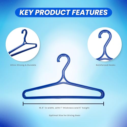 Scuba Choice Wetsuit & Drysuit Hanger – Heavy-Duty Hanger for BCD, Wetsuits & Scuba Gear Storage, Drying & Organization - color: Blue (Wide-shoulder)