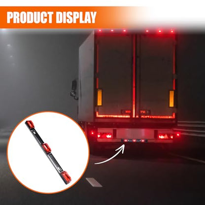 Car Trailer Tail Light Bar, 3-Light 9 LED Gap Identification Marker Light Strip with Stainless Steel Bracket, Identification Marker Light with Black Base for Truck Trailer Boat (Red) - color: Red