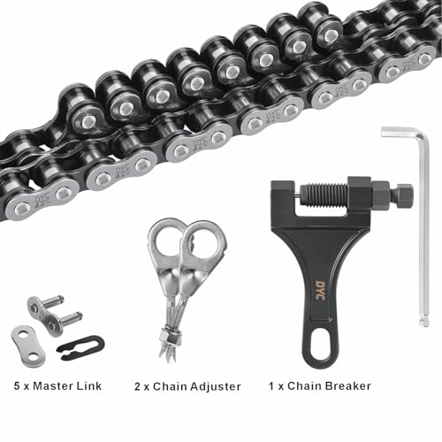 DYC 420 Mini Bike Dual Chain Set (Jackshaft) 42 Link Front + 90 Link Rear with Chain Breaker Tool & Adjuster, Fits Coleman CT200U/BT200X, Baja MB165/MB200, Axis M200, Massimo MB200, 196-212cc - size: 420-42L+90L w/