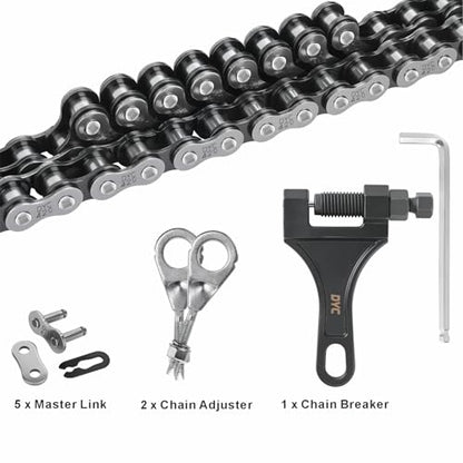 DYC 420 Mini Bike Dual Chain Set (Jackshaft) 42 Link Front + 90 Link Rear with Chain Breaker Tool & Adjuster, Fits Coleman CT200U/BT200X, Baja MB165/MB200, Axis M200, Massimo MB200, 196-212cc - size: 420-42L+90L w/