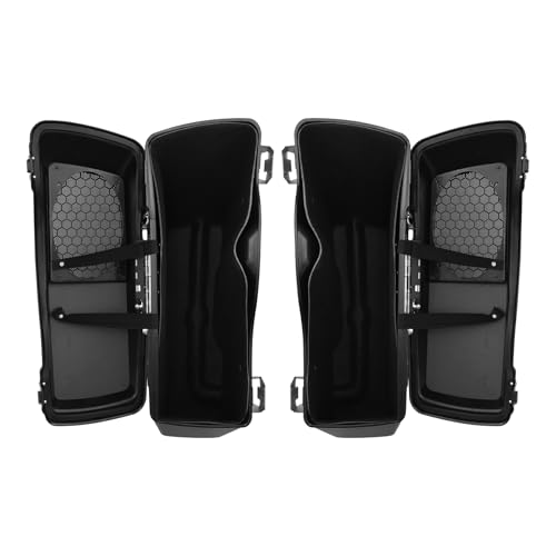TCMT Hard Saddlebags 6x9" Speaker Lid Latch Key & Liners Carpet Insert Fits For Harley Touring Models CVO Road Glide Road King Street Glide Electra Glide Ultra Classic 1994-2013 - color: Vivid Black Chrome Latches(6x9 Speaker Lid)
