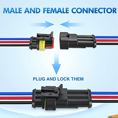 Nilight 3Pin Electrical Wire Connectors Male and Female Plug Socket Quick Disconnect Waterproof Play Terminals for Automotive Cars Trucks Motorcycles Marine Boats - size: 3Pin Wire Harness 10Sets