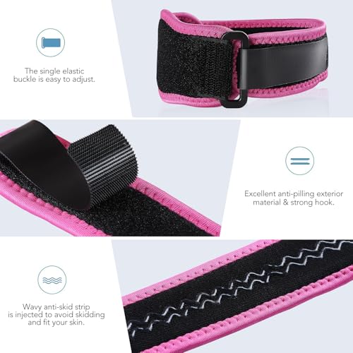 AGPTEK Elbow Brace for Tendonitis and Tennis 2 Pack, Tennis Golfers Elbow Support Arm Band Wrap Weightlifting Elbow Strap with Compression Pad for Men & Women (Pink) - color: Pink