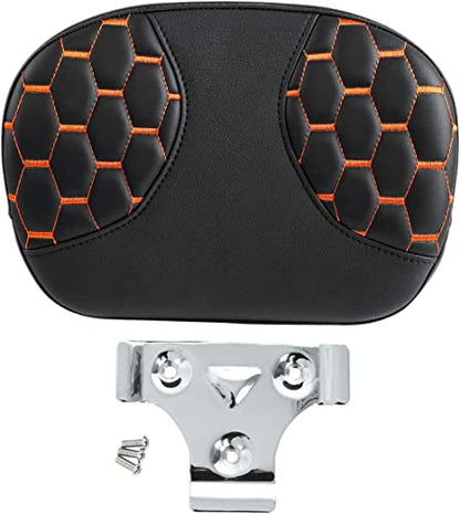 C.C. RIDER Sissy Bar Passenger Backrest Pad For Harley Touring Softail CVO Road Glide Street Glide Road King Electra Glide Softail Street Bob - color: Sissy Bar-Orange Stitching