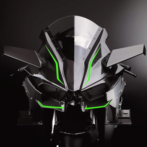 Awonderful Motorcycle Fairing Sticker Decal, Reflective Vinyl Decal with Strong Stickiness for Kawasaki Ninja400 H2 H2SX,4 Pcs Per Set (Green) - color: Green