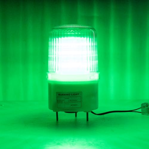 LED Strobe Beacon Warning Lights, AC110V-120V LED Industrial Flashing Light Siren with 90dB Loud Buzzer Security Alarm Green
