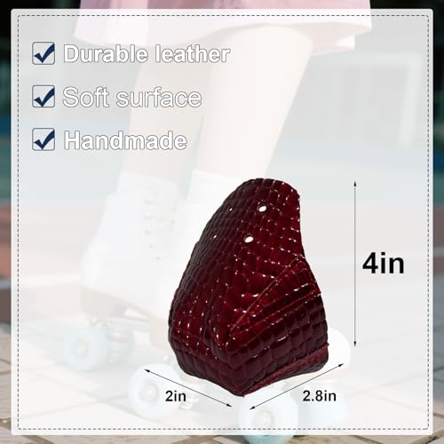 100% Real Cowhide | Toe Cap Guard Protectors | Roller Skate Derby Speed 1 Pair(Python Skin Pattern red) - color: Python Skin Pattern red