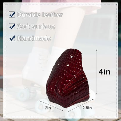 100% Real Cowhide | Toe Cap Guard Protectors | Roller Skate Derby Speed 1 Pair(Python Skin Pattern red) - color: Python Skin Pattern red