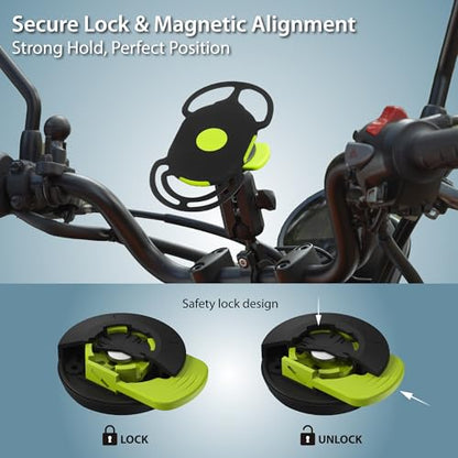 Bone Moto Tie Connect Kit 3 - Handlebar, Magnetic Motorcycle Phone Mount, Detachable & 360° Rotatable, Heavy Duty & Shock-Absorbing Scooter Phone Holder for iPhone & 4.7"–7.2" Smartphones (Handlebar) - style: Motorcycle - Handlebar