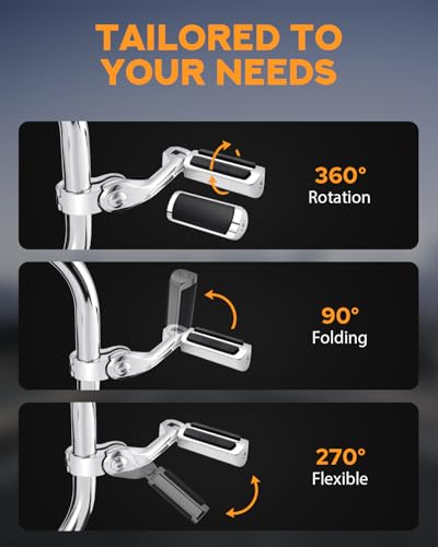PBYMT Highway Pegs Long Angled 304 Stainless Steel, Highway Footpegs Footrest Fit For 1''&1.25''(25/32mm) Crash Bars Compatible with Harley Davidson Touring Chrome - color: Chrome, size: LONG
