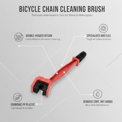 Double-Headed Bicycle Chain Brush for Bike & Motorcycle Cleaning, Durable PP Plastic Tool - color: Red