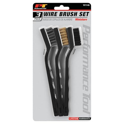 Performance Tool W1148 Miniature Brass, Nylon and Stainless Steel Brush Set