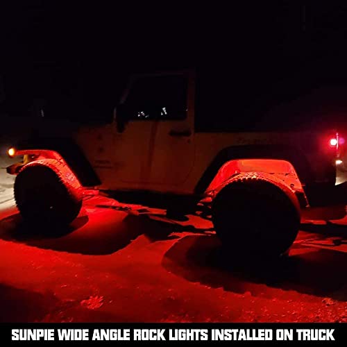 SUNPIE 16 Pods RGBW Rock Lights – Full Beam Angle, 30 High Power Chips, Aluminium Housing, Mounting Pads Included, IP67 Waterproof, Music Mode Underglow Lights, Fits Trucks, SUV, ATV, UTV, Boats - size: 16Pcs