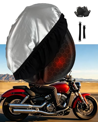 Motorcycle Seat Cushion, 3D Honeycomb Tailbone Cutout Pressure Relief Cooling Seat Pad Protect Sensitive Areas, Universal Shock Absorbing Non‑Slip for Long Distance Rides (with Cover) - color: with Cover