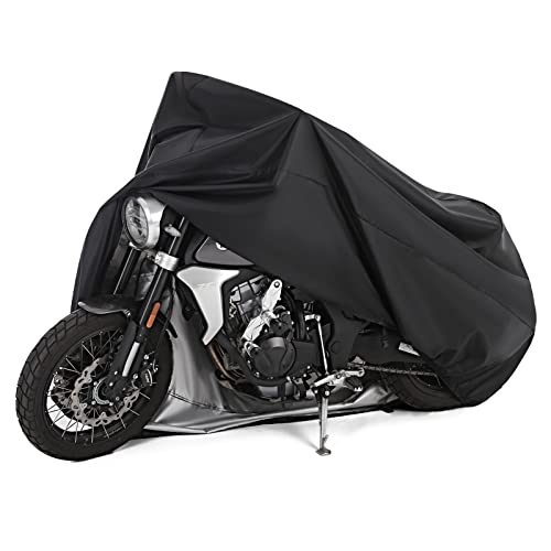 Motorcycle Cover All Season Universal Weather Waterproof Motorbike Cover with Lock-Holes & Storage Bag XXL Motorcycles Vehicle Cover for Harley Davidson, Honda, Suzuki, Kawasaki, Yamaha - size: XXL