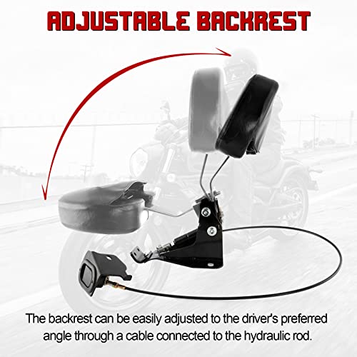 INNOGLOW Motorcycle Backrest - Adjustable Detachable Driver Rider Backrest Chrome Back Rest Pad Fit for Harley Davidson Touring Street Glide Electra Glide Road Glide Road King CVO 2009-2020 - color: Style-2/Chrome Arm(with skull printed)